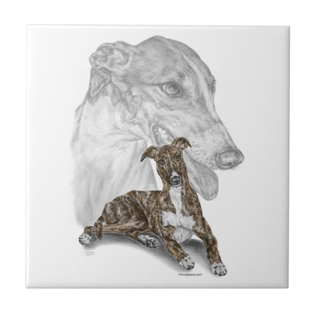 Azulejo De Cerâmica Brindle Greyhound Dog Art (Frente)