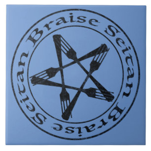 Azulejo De Cerâmica Brise Seitan Vegan Pentagram (versão escura)