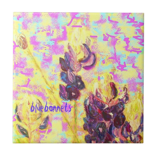 Azulejo De Cerâmica brochura de flores silvestres de bluebonnet (Frente)