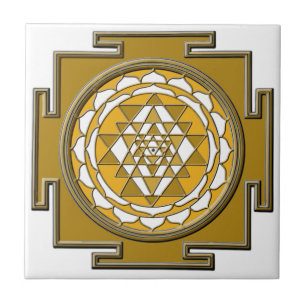 Azulejo De Cerâmica Bronze de Sri Yantra