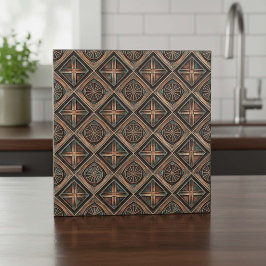 Azulejo De Cerâmica Bronze e Metal Teal Angustiado #16 ID1227