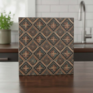 Azulejo De Cerâmica Bronze e Metal Teal Angustiado #16 ID1227