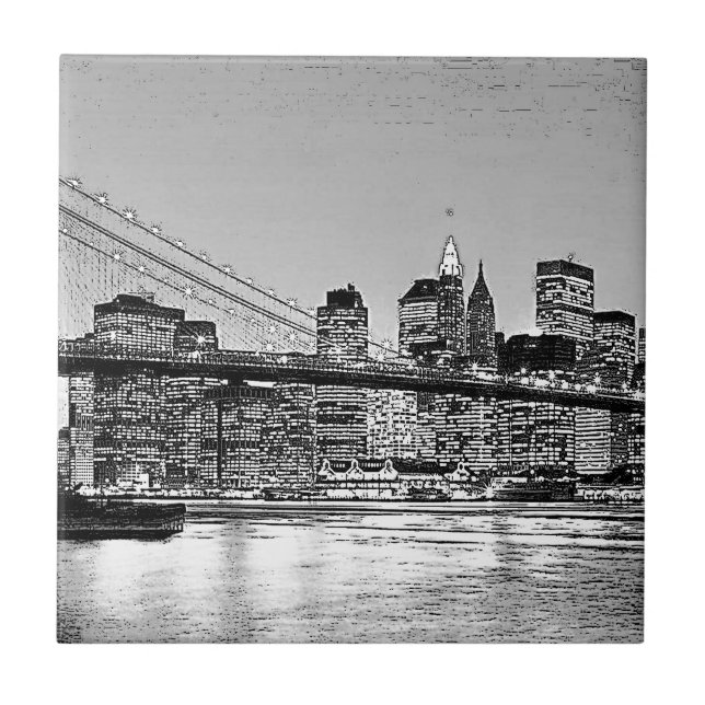 Azulejo De Cerâmica Brooklyn Bridge Nova Iorque (Frente)