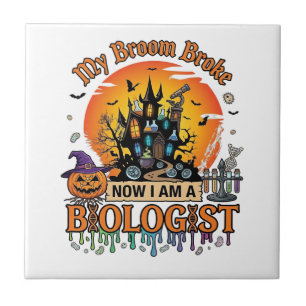 Azulejo De Cerâmica Broom Quebrou Biólogo Halloween Castelo Assombrado