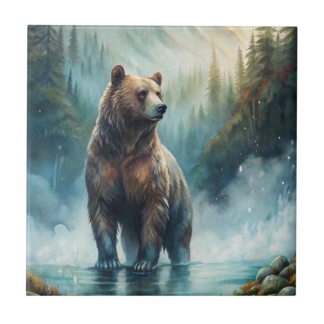 Azulejo De Cerâmica Brown Bear Square Paper Coaster (Frente)