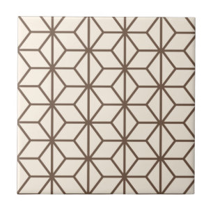 Azulejo De Cerâmica Brown e teste padrão geométrico bege do art deco