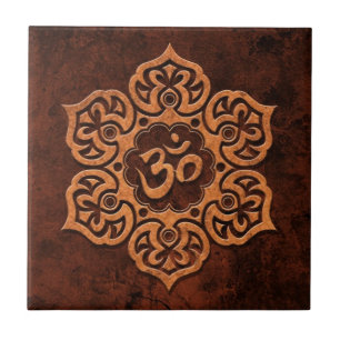 Azulejo De Cerâmica Brown OM floral de pedra
