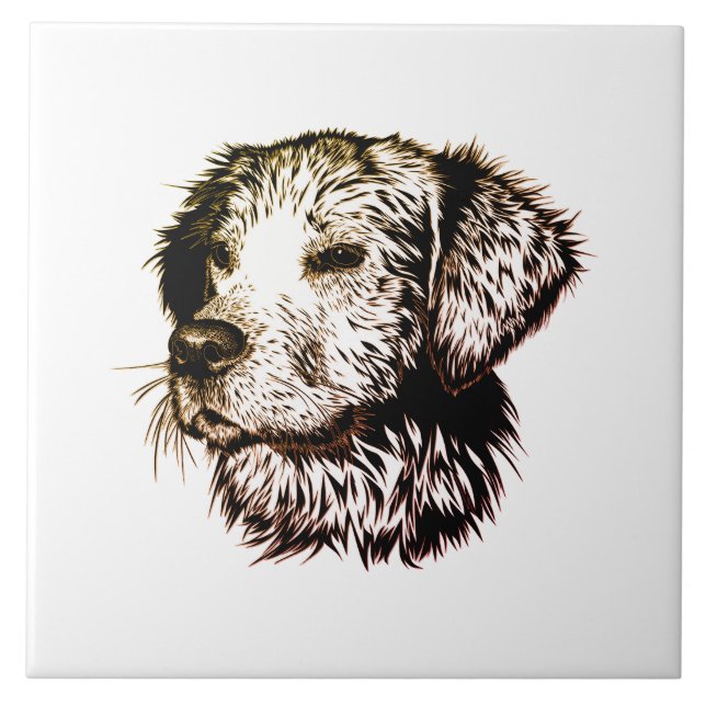 Azulejo De Cerâmica Brown Puppy Sketch (Frente)