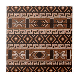 Azulejo De Cerâmica Brown Southwest Aztec Pattern