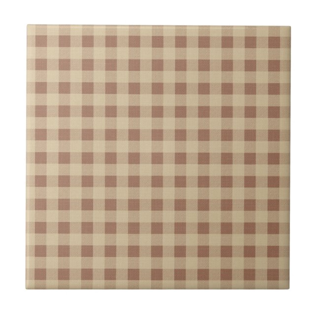 Azulejo De Cerâmica Brown Tan Beige Buffalo Xadrez País Russo (Frente)