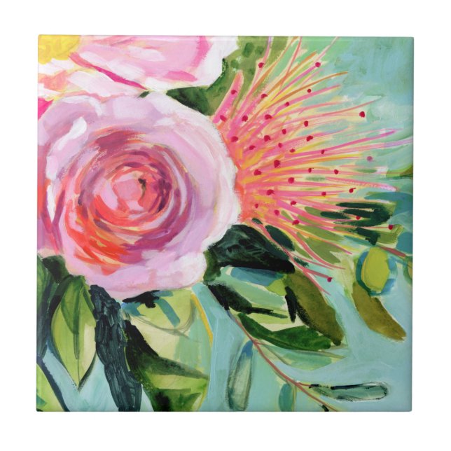 Azulejo De Cerâmica Brushy Floral I (Frente)