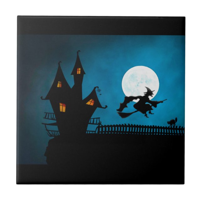 Azulejo De Cerâmica Bruxa Voadora (Frente)