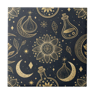 Azulejo De Cerâmica Bruxaria Celestial Mística - Botânica Dourada