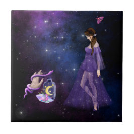 Azulejo De Cerâmica Bruxaria Esotérica Mágica Presente Roxo Para Bruxa