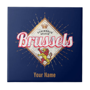 Azulejo De Cerâmica Bruxelas Europa Capital Bélgica Retro Lion Vintage