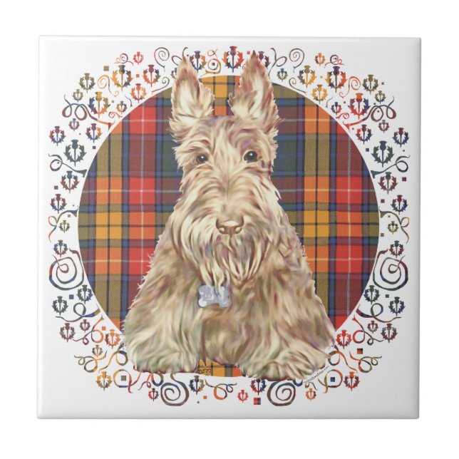 Azulejo De Cerâmica Buchanan Tartan Scottie (Frente)