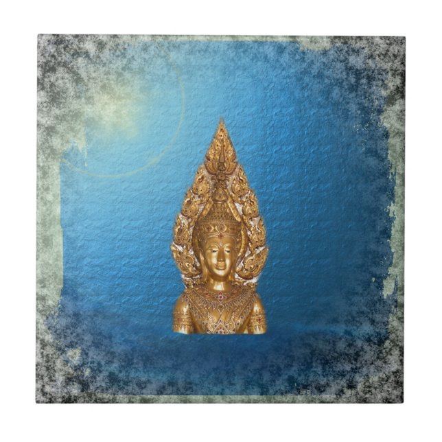 Azulejo De Cerâmica buda azul (Frente)