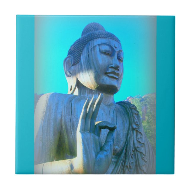 Azulejo De Cerâmica Buda azul (Frente)