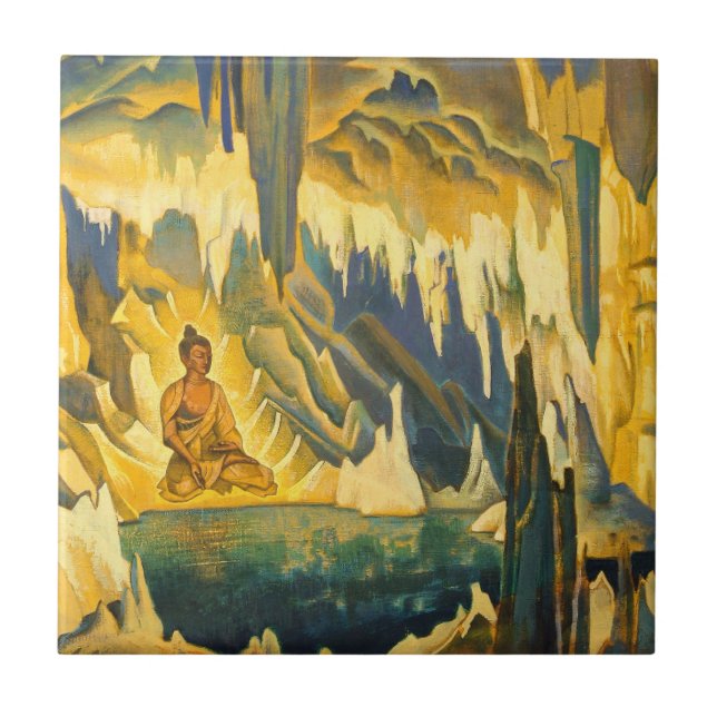 Azulejo De Cerâmica Buda, o Vencedor (Arte Budista) (de Roerich) (Frente)