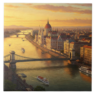 Azulejo De Cerâmica Budapest Hungria Parlamento Building Viagem