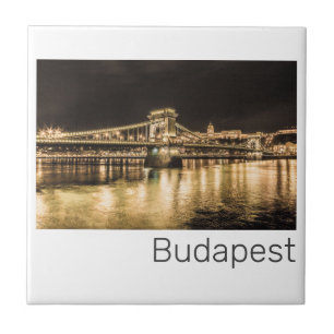 Azulejo De Cerâmica Budapeste com Panorama Antigo da Ponte de Corrente