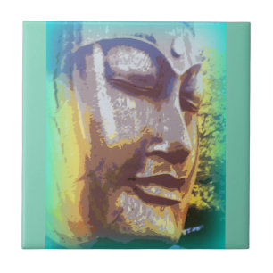 Azulejo De Cerâmica buddha enfrenta o verde