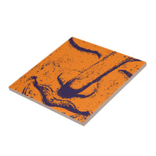 Azulejo De Cerâmica Buddha Face Zen Harmony Buddhahood Orange