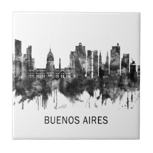 Azulejo De Cerâmica Buenos Aires Argentina Skyline BW