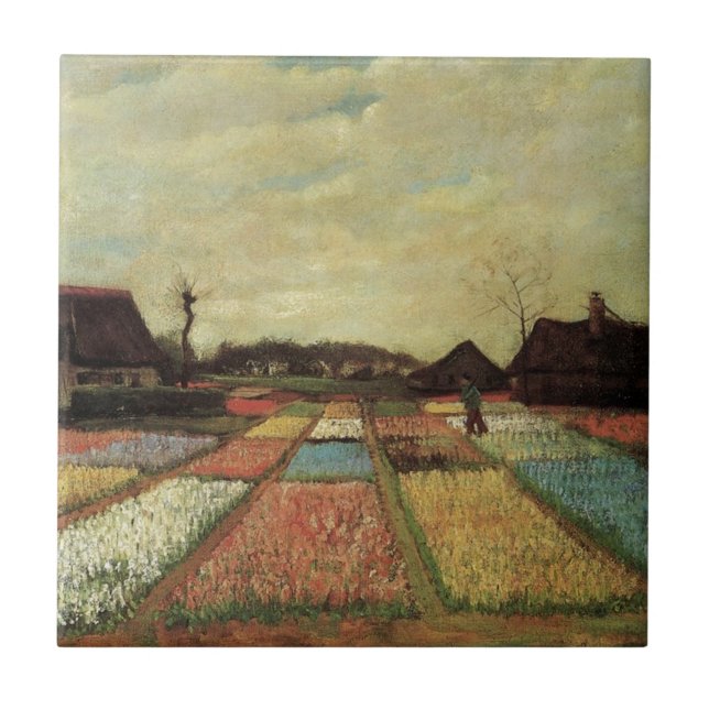 Azulejo De Cerâmica Bulb Fields de Vincent van Gogh. (Frente)