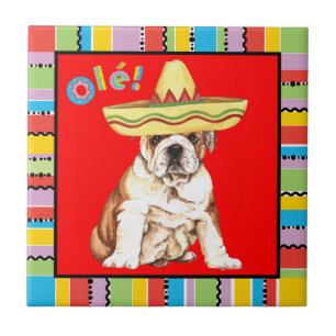Azulejo De Cerâmica Buldogue da festa
