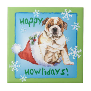 Azulejo De Cerâmica Buldogue feliz de Howliday