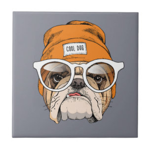 Azulejo De Cerâmica Buldogue legal do hipster