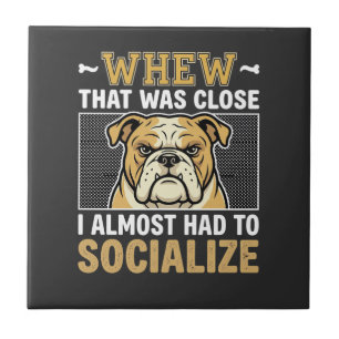 Azulejo De Cerâmica Bulldog Engraçado Socializar Cachorro