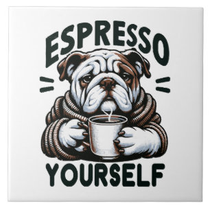 Azulejo De Cerâmica Bulldog Espresso Quente - Café Aconchegante