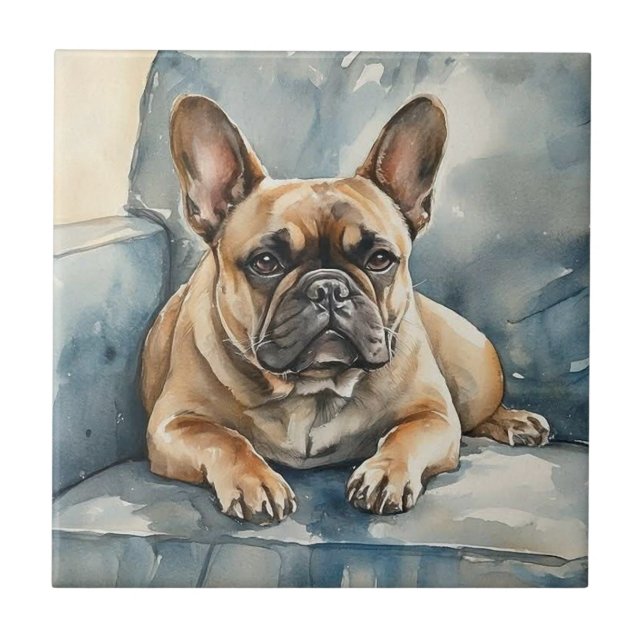 Azulejo De Cerâmica Bulldog Francês (Frente)