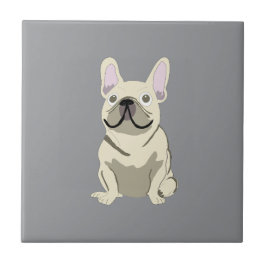 Azulejo De Cerâmica Bulldog Francês Creme,