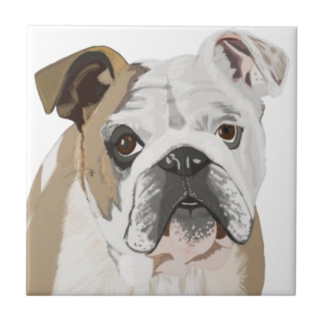Azulejo De Cerâmica Bulldogue Britânico com Union Jack (Frente)