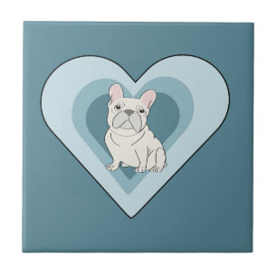 Azulejo De Cerâmica Bulldogue Francês Branco