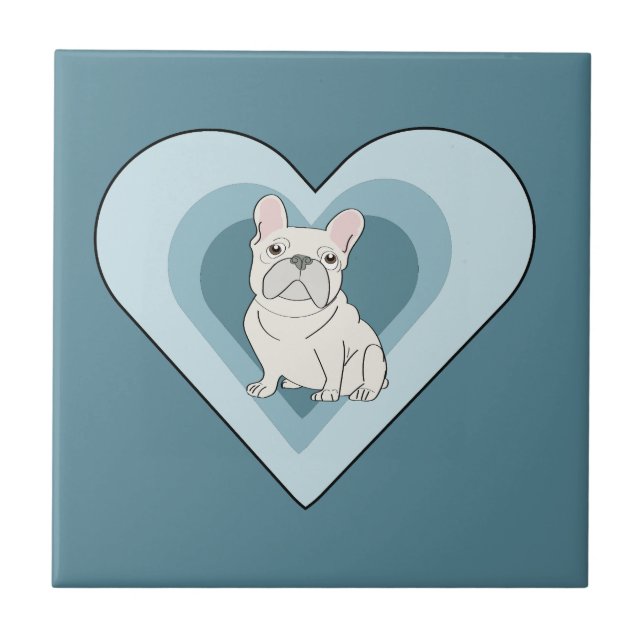 Azulejo De Cerâmica Bulldogue Francês Branco (Frente)