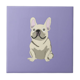 Azulejo De Cerâmica Bulldogue Francês Creme,