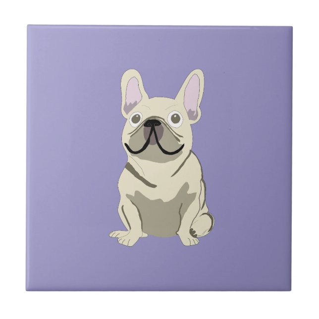 Azulejo De Cerâmica Bulldogue Francês Creme,  (Frente)