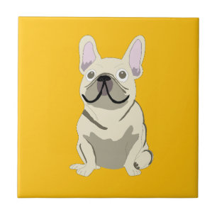 Azulejo De Cerâmica Bulldogue Francês Creme