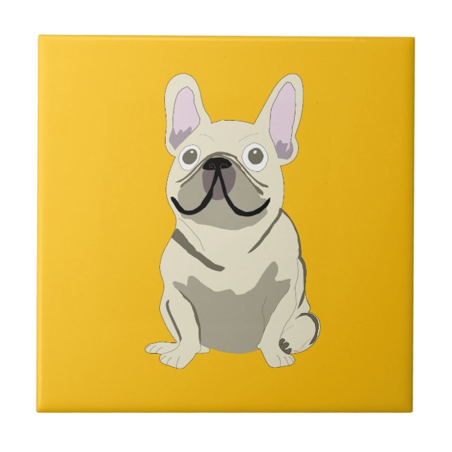 Azulejo De Cerâmica Bulldogue Francês Creme (Frente)