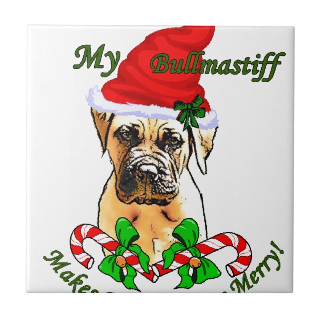 Azulejo De Cerâmica Bullmastiff Natal (Frente)