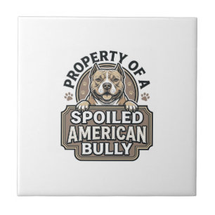 Azulejo De Cerâmica Bully Americano Mimado Desenho de Gravura Vintage_