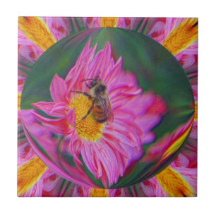Azulejo De Cerâmica Bumble Bee Na Borrha Natureza Abstrato Art