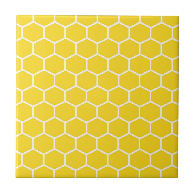 Azulejo De Cerâmica Bumblebee das Linhas Brancas Geométricas do Honeyc (Frente)