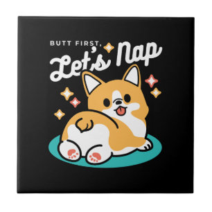 Azulejo De Cerâmica Bumbum de Corgi e Víblias de Nap - Cachorro Dormin