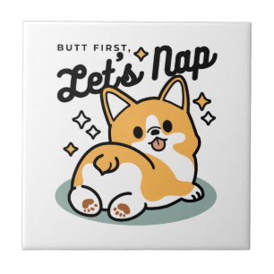 Azulejo De Cerâmica Bumbum Primeiro, Vamos Nap - Bumbum Corgi Cute