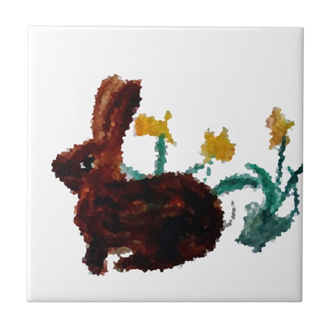 Azulejo De Cerâmica Bunny Rabbit Daffodil Art Primavera (Frente)